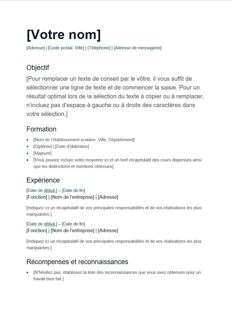 Mauvais exemple de CV
