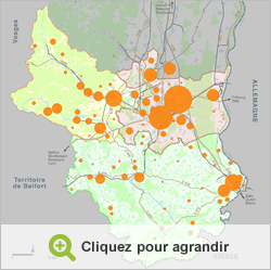 Effectifs par commune, secteur de la métallurgie (2010)