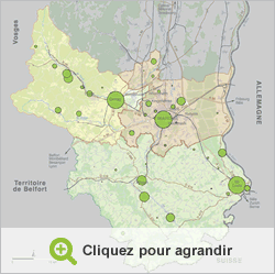 Effectifs des entreprises selon la commune, filière textile (2009)